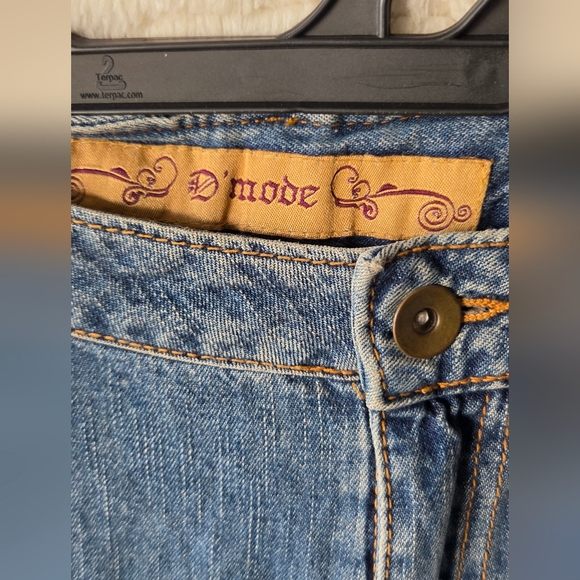 Vintage EMBROIDERED BEADED LONG DENIM FLOWING SKIRT 100% Cotton  Size 10 - Picture 7 of 10